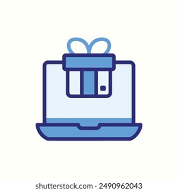 gift icon, isolated blue icon theme ecommerce