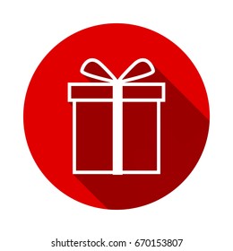 gift icon isolated on red background with long shadow. flat icon
