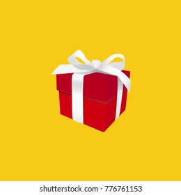 Gift icon isolated vector illustration on yellow transparent background