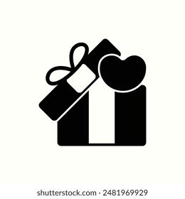 gift icon, isolated womens day theme icon in glyph style