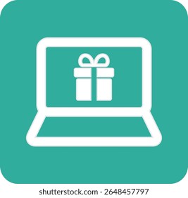 Gift Icon with laptop. Gift box line icon illustration vector graphic. Simple element illustration vector graphic, suitable for app, websites, and presentations.