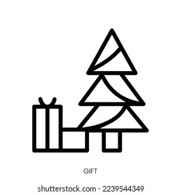 gift icon. Line Art Style Design Isolated On White Background