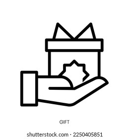 gift icon. Line Art Style Design Isolated On White Background