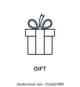 Gift icon. Line element from party icon collection. Linear Gift icon sign for web design, infographics and more.