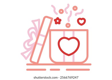 Gift icon. line icon style. gift box with heart. icon related to valentine. valentine day elements vector illustration