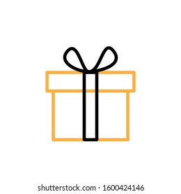 Gift icon. Line and two colour design template