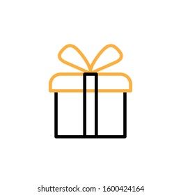 Gift icon. Line and two colour design template