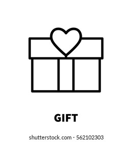 Gift icon or logo in modern line style. High quality black outline pictogram for web site design and mobile apps. Vector illustration on a white background.