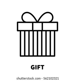 Gift icon or logo in modern line style. High quality black outline pictogram for web site design and mobile apps. Vector illustration on a white background.