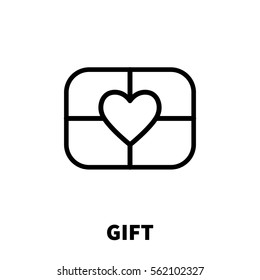 Gift icon or logo in modern line style. High quality black outline pictogram for web site design and mobile apps. Vector illustration on a white background.