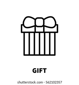 Gift icon or logo in modern line style. High quality black outline pictogram for web site design and mobile apps. Vector illustration on a white background.
