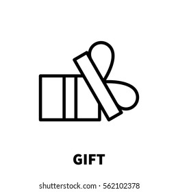 Gift icon or logo in modern line style. High quality black outline pictogram for web site design and mobile apps. Vector illustration on a white background.