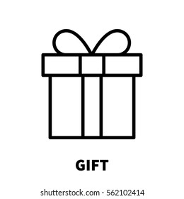 Gift icon or logo in modern line style. High quality black outline pictogram for web site design and mobile apps. Vector illustration on a white background.