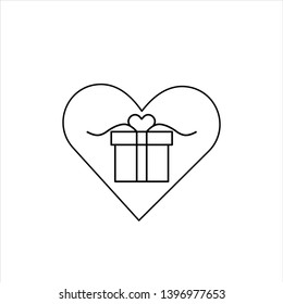 gift icon with love,vector best line icon.