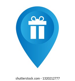 gift icon and and map pin. logo concept. Designed for your web site design, logo, app, UI