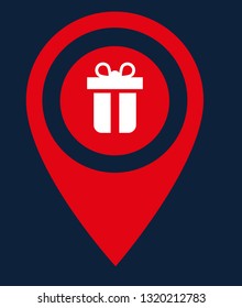 gift icon and and map pin. logo concept. Designed for your web site design, logo, app, UI