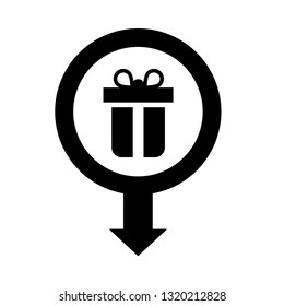 gift icon and and map pin. logo concept. Designed for your web site design, logo, app, UI