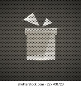 Gift icon metal texture background, vector illustration 