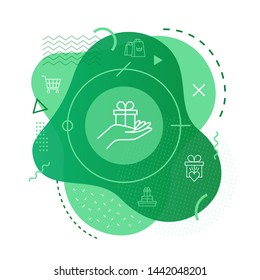 Gift icon on Modern Background - Editable stroke