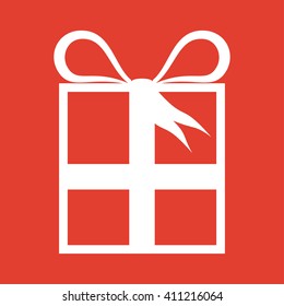 Gift icon on red background.