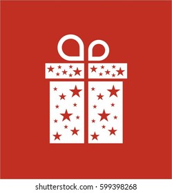 Gift icon on red background vector illustration