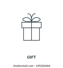 Gift icon outline style. Creative thin design from baby things icon collection. Pixel perfect simple gift icon. Web design, apps, software, print usage.