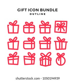 gift icon pack outline line vector download