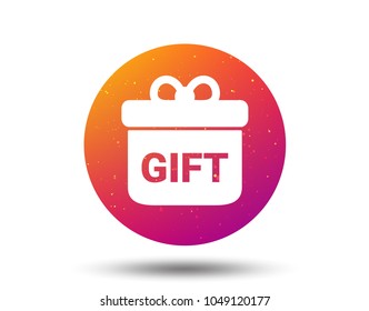 Gift icon. Present box with bow symbol. Circle button with Soft color gradient background. Vector