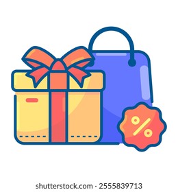 Gift icon. gift, present, sale, box, ribbon, event, discount, shop, birthday, voucher. Vector icon illustration