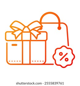Gift icon. gift, present, sale, box, ribbon, event, discount, shop, birthday, voucher. Vector icon illustration