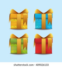 gift icon realistic 3d vector set bundle Merry Christmas and Happy New Year design background illustration