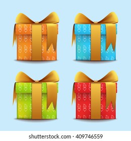gift icon realistic 3d vector set bundle Merry Christmas and Happy New Year design background illustration
