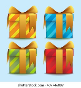 gift icon realistic 3d vector set bundle Merry Christmas and Happy New Year design background illustration