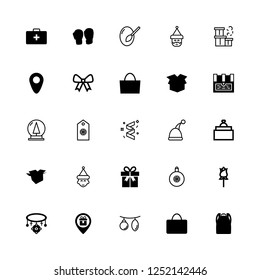 gift icon set about box, tag, rose and elf vector set