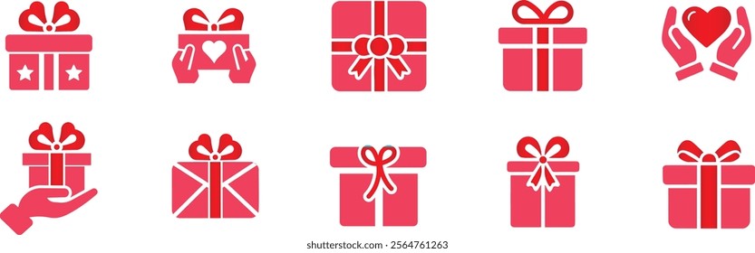 Gift icon set. gift box icons. Solid flat vector icon collection.