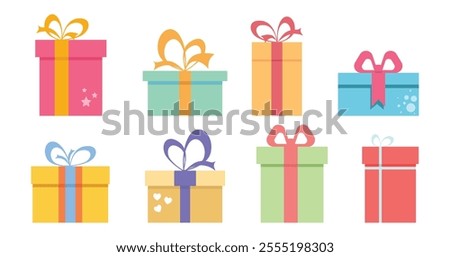 gift icon set, gift box with ribbon , present, cadeau, soft colors