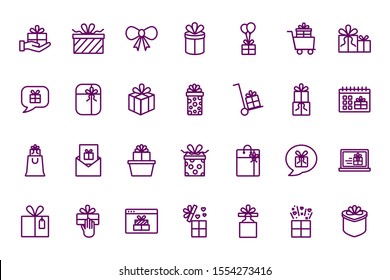 Gift icon set design, happy birthday celebration decoration party festive and surprise theme Vector illustration