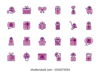 Gift icon set design, happy birthday celebration decoration party festive and surprise theme Vector illustration