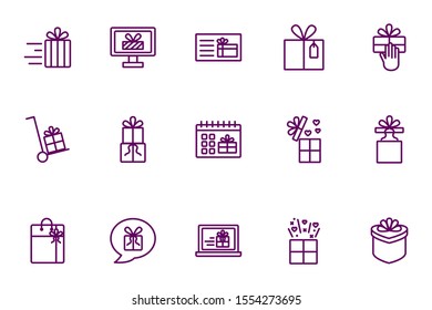 Gift icon set design, happy birthday celebration decoration party festive and surprise theme Vector illustration