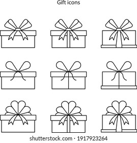 gift icon set isolated on white background from ecommerce line collection. gift icon trendy and modern gift symbol for logo, web, app, UI. gift icon simple sign.