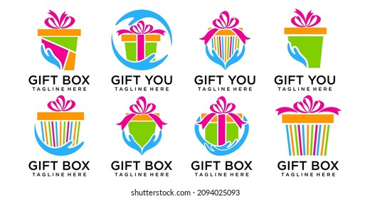 Gift icon set logo design template