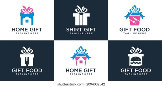 Plantilla de diseño del logotipo del conjunto de iconos de regalo
