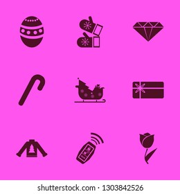 gift icon set with mittens, easter egg and car key signal vector illustration