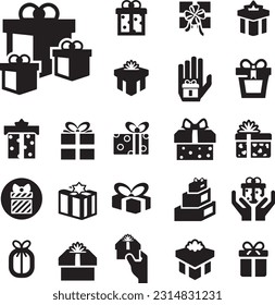 Gift icon set party vector