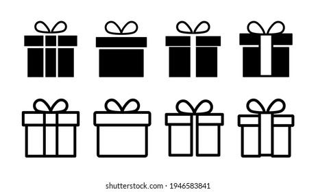 Juego de iconos de regalo. icono del vector de regalo. regalo de cumpleaños