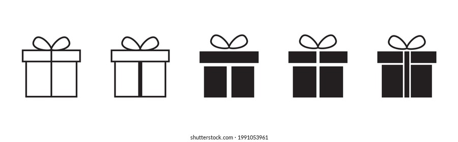Gift icon set. Gift vector icon. birthday gift box packaging vector.