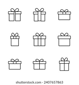 Gift icon set. gift vector icon. birthday gift