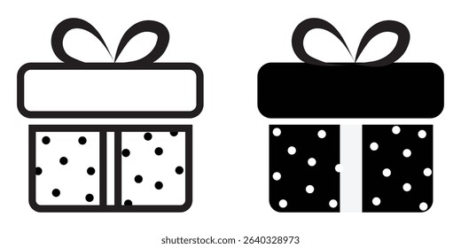 Gift icon set. Gift vector icon. Birthday gift, Christmas, valentine,  wedding event, party gift box icon. 