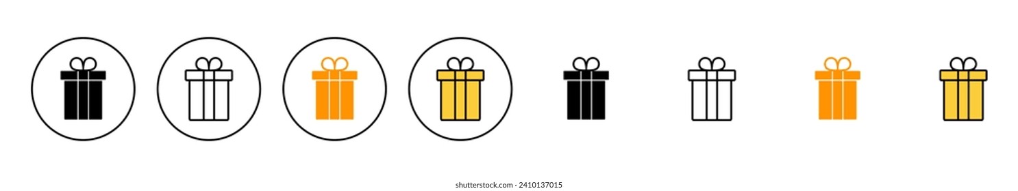 Gift Icon Set Vektor. Geschenkzeichen und Symbol. Geburtstagsgeschenk