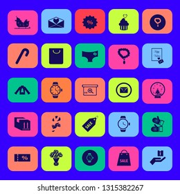 gift icon set with watch, parcel box and shopping bag vector illustration